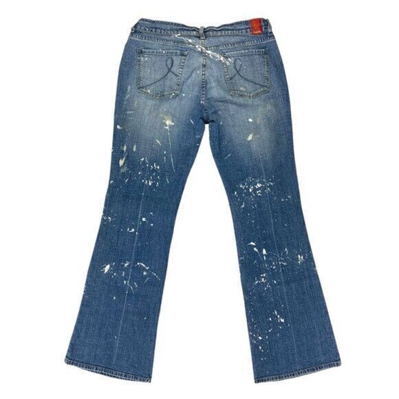 !It Jeans Distressed Paint Splatter Jeans Womens Size 11/12 Blue Denim Pants Y2K - Picture 5 of 13